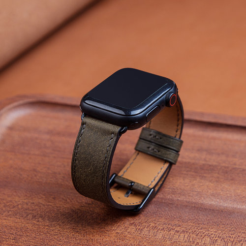 复古真皮iwatch表带手工定制