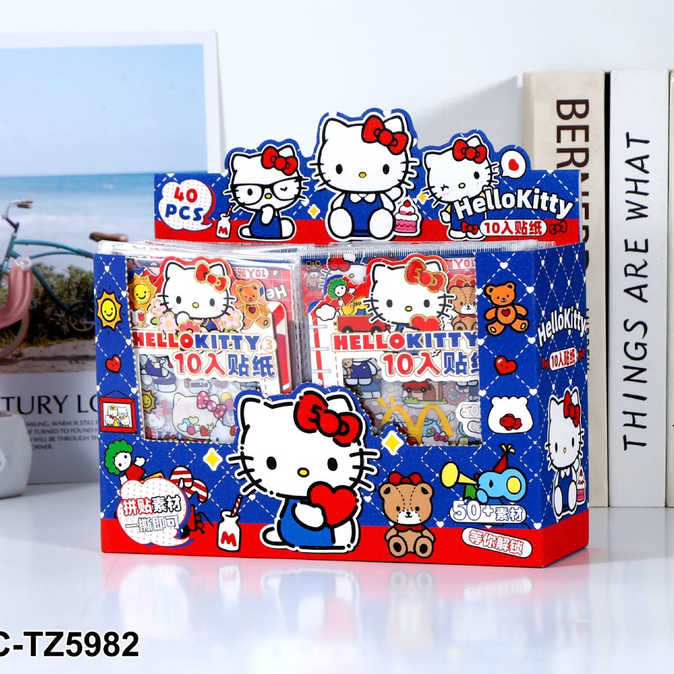 猫咪红蓝系列10入贴纸卡通学生装饰手帐DIY文具贴纸手帐贴画