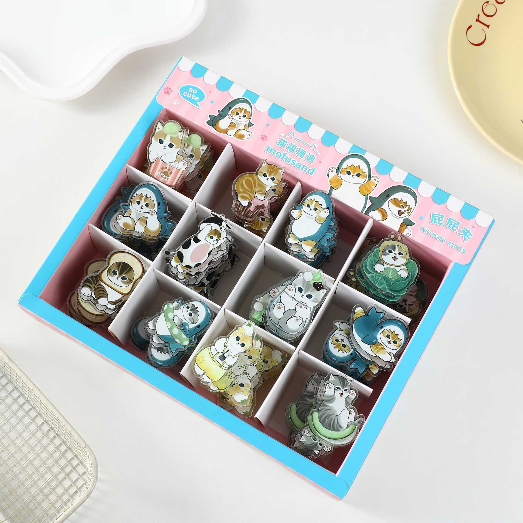 卡通可爱鲨鱼猫屁屁夹PP夹学生试卷夹照片夹便签夹