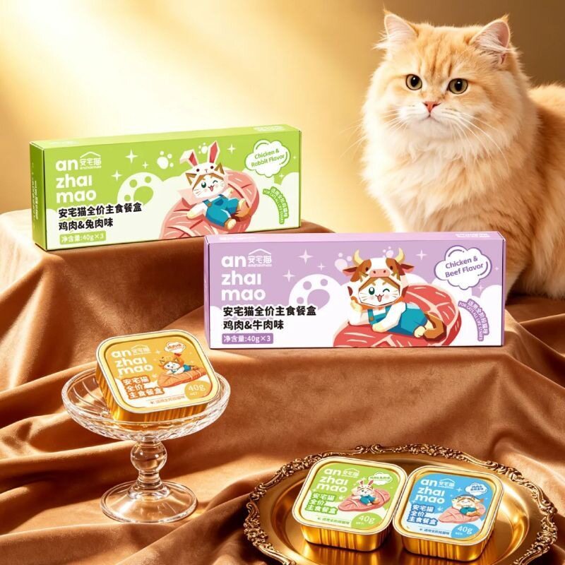 安宅猫猫咪全价主食餐盒40g*3罐装 营养慕斯肉泥主食猫饭餐包罐头