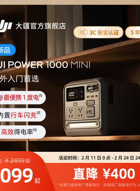 大疆【1度电旗舰新品】DJI Power 1000 Mini 移动电源220V快充便携自驾露营车载应急备用储能户外电源