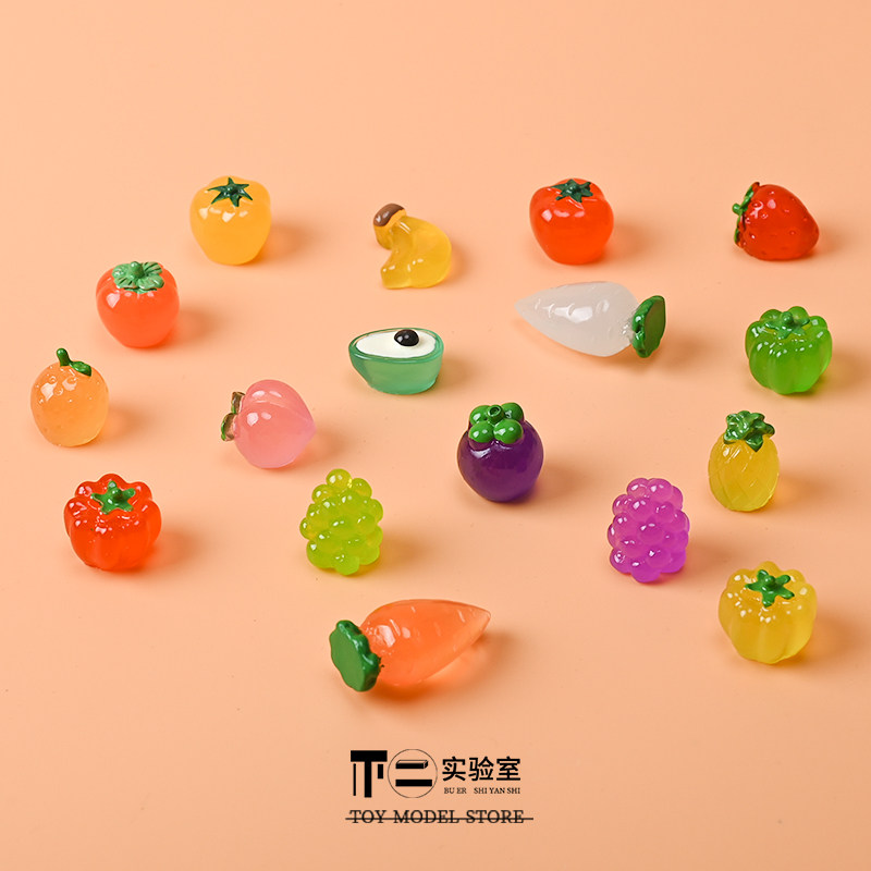 미니 가방 빛나는 과일과 야채 어린이 놀이 집 장난감 소형 딸기 파인애플 시뮬레이션 음식 놀이 모델