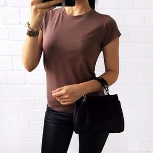 Plain T Shirt Elastic Basic Female Short Sleeve 2019