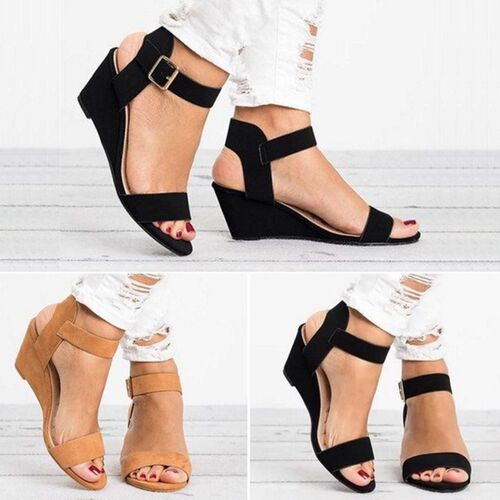 Wedge sandals fish mouth large size women's shoes
