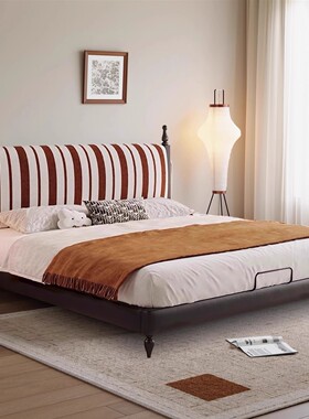 中1.8双法式布艺拆洗复古风软包床m美式可人大布艺床床古风主卧室