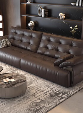 真皮沙发客厅2025新款大小户型高端现代轻奢直排云朵沙发头层牛皮