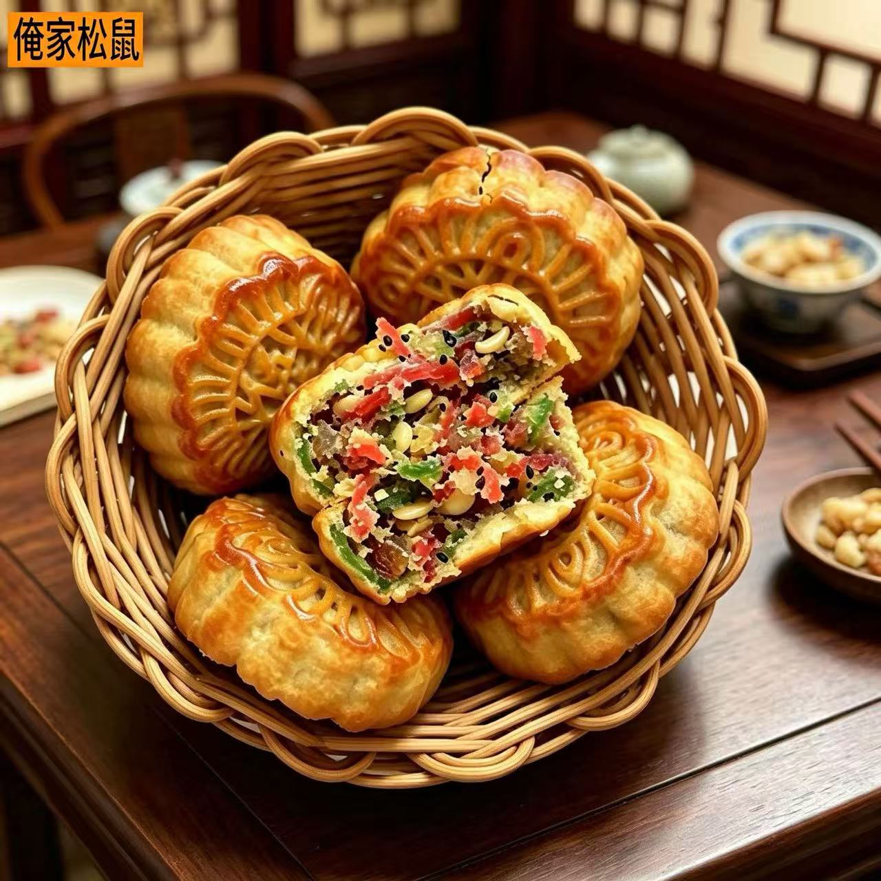 老式传统五仁月饼手工制作经典青红丝大块糕点包装零食送礼批发