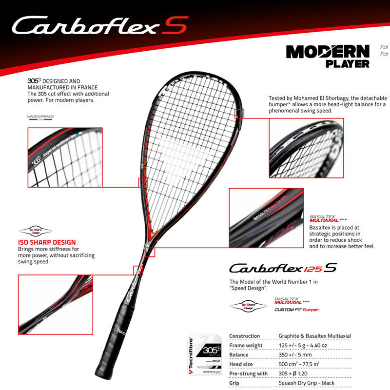 法国tecnifibre/泰尼飞Dynergy壁球拍Carboflex 125s/130s/Junior