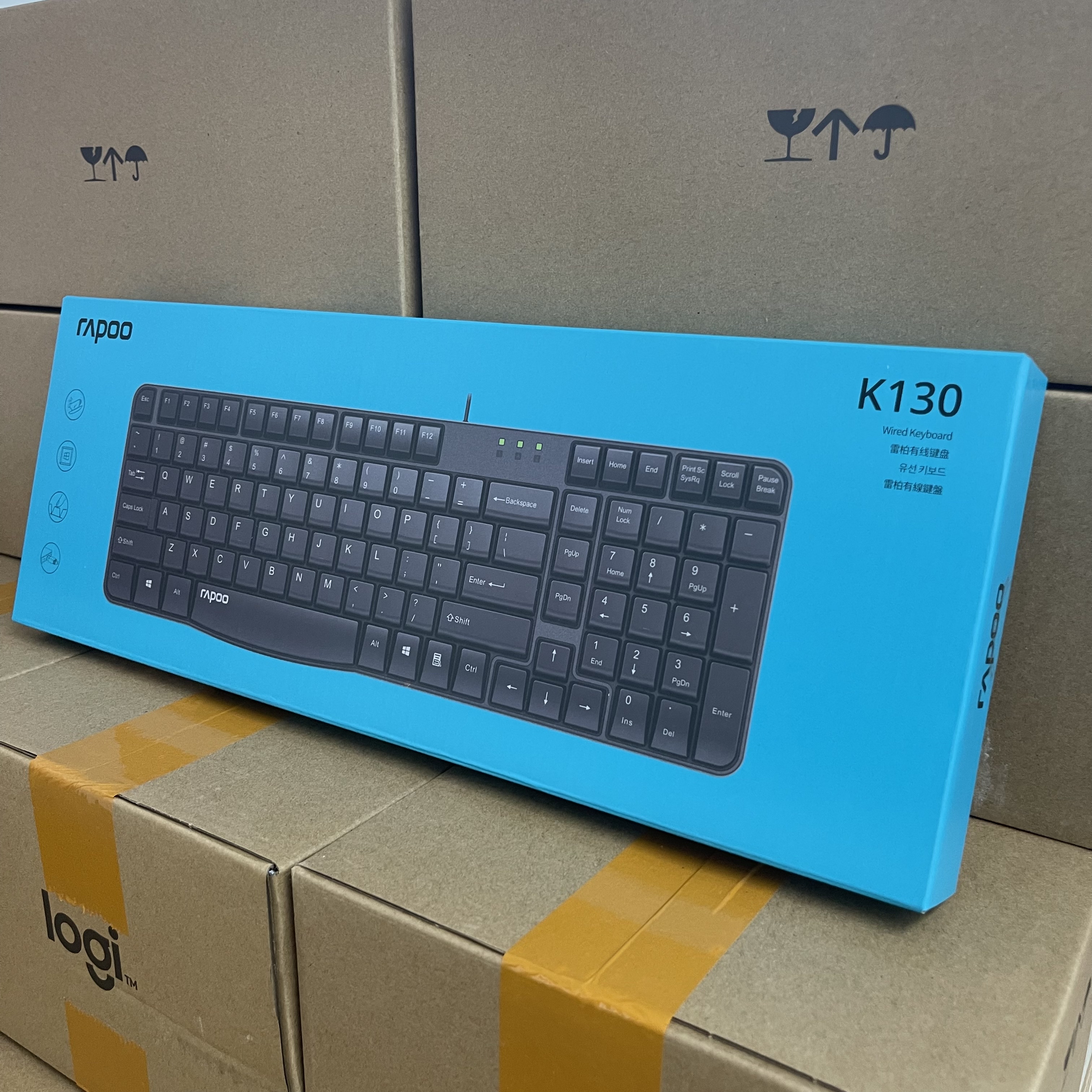 雷柏K130有线办公键盘 防泼溅 即插即用 电脑笔记本通用 镭雕键帽