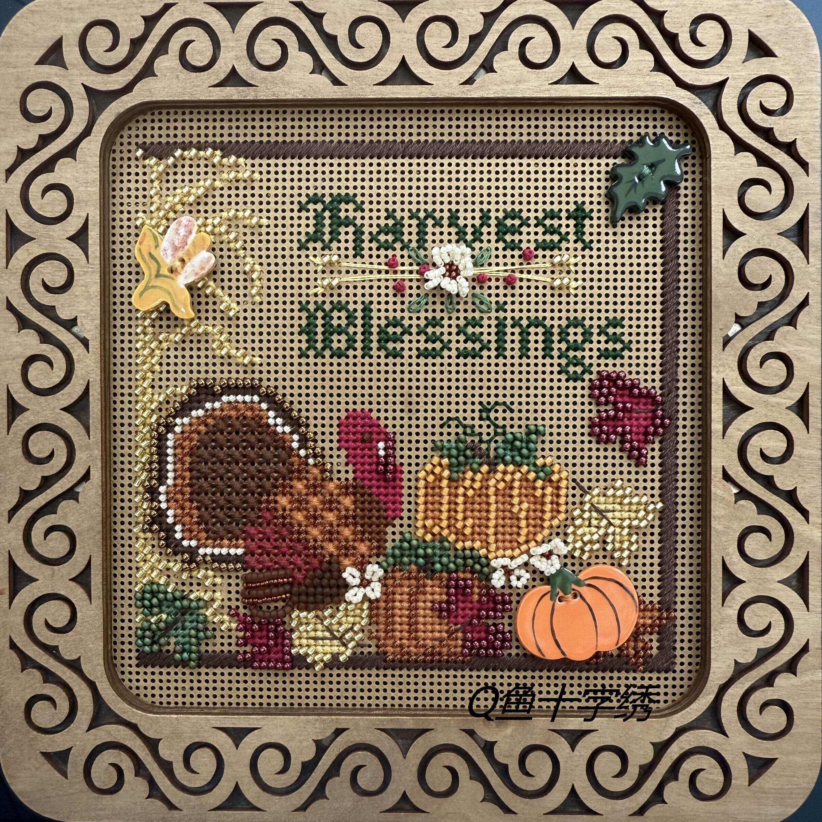 Q鱼十字绣 MHCB69  MH珠 含1颗原陶瓷扣2颗自制扣 纸板 现货 MQ