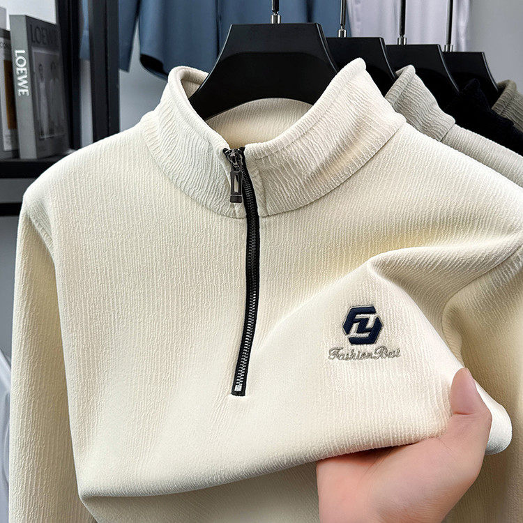 翻领提花青春活力风套头中年针织衫/毛衣