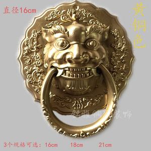 中式仿古纯铜大门狮子头拉手拉环镇宅辟邪兽头把手实木门拉手门环
