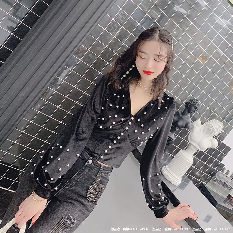 魔镜glacelamor初秋新款手工钉珠设计感小众款女百搭宽松钻扣上衣在类目 女装/女士精品, 衬衫中 - 来自Buy2taobao.com提供专业的淘宝代购服务