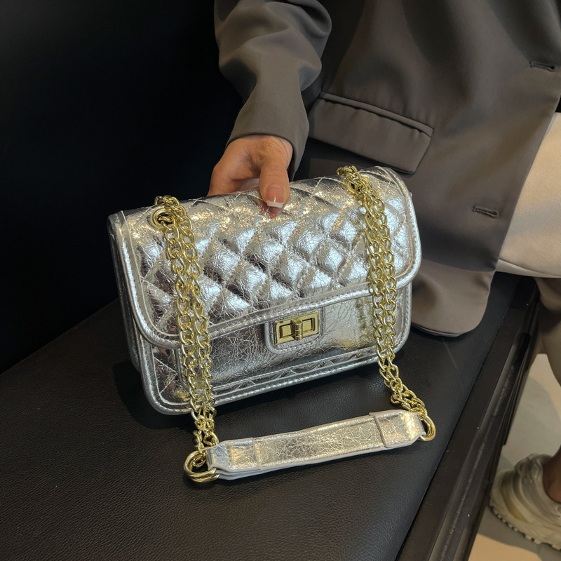 高级质感软皮菱格链条小香风女包流行爆款炫彩银小方包单肩斜挎包,箱包皮具/热销女包/男包,小方包,淘宝优惠券,粉丝福利购,淘宝优惠卷