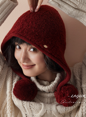「100%澳洲羊毛 · 小红帽」高级感保暖针织帽巴拉克拉法帽女冬季