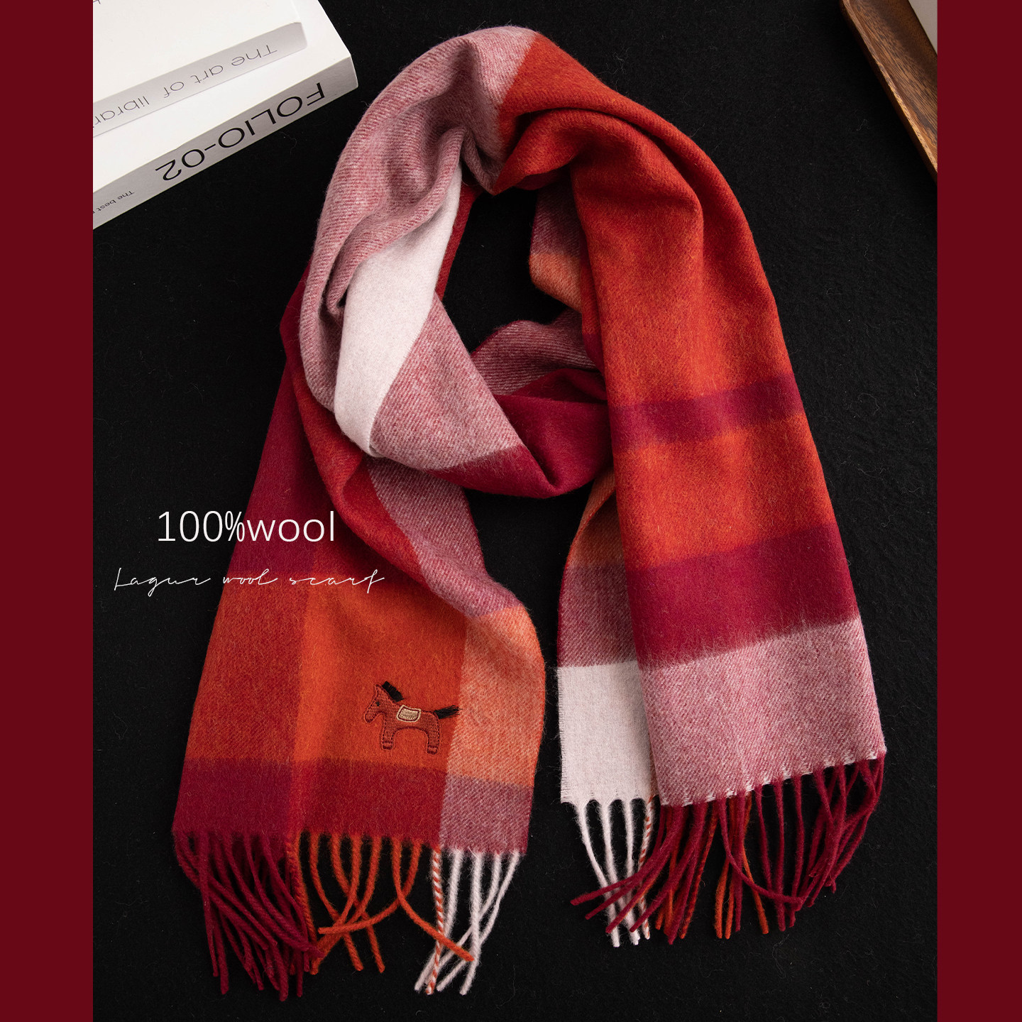 lagur马年限定（伯爵红）100%纯羊毛格纹围巾加厚本命年生肖礼物,服饰配件/皮带/帽子/围巾,围巾/丝巾/披肩,淘宝优惠券,粉丝福利购,淘宝优惠卷