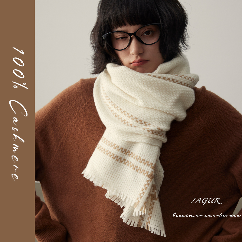 极简风大尺寸编织羊绒围巾女冬季