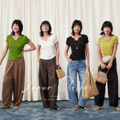 莱赛尔羊毛U领显瘦透气T恤女款夏