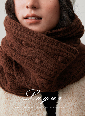 Lagur＜可喜红＞加长温婉日系100%美利奴羊毛围巾女冬季加厚针织