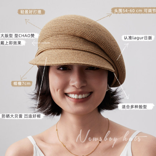 春夏新款贝雷帽防晒帽透气草帽女