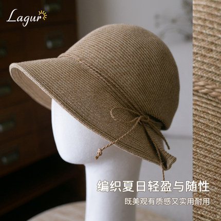 草木原野~帽子夏季女款2025新款草编渔夫帽遮阳防晒帽草帽蝴蝶结