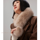 女 「双面皮草」本色大狐狸毛围脖磁吸毛领围巾保暖冬季 高版 实用