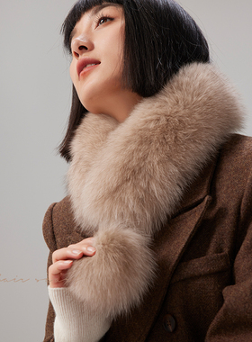 高版实用！「双面皮草」本色大狐狸毛围脖磁吸毛领围巾保暖冬季女