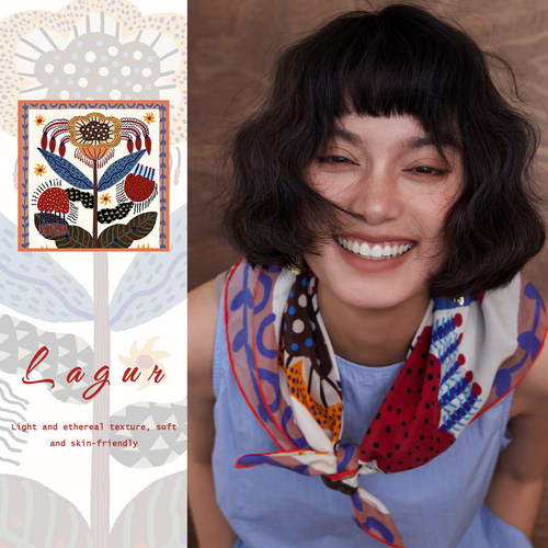 卷边桑蚕丝方巾高级感丝巾新款女