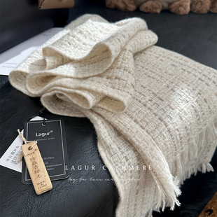 「Cashmere法式 披肩两用 编织」100%纯山羊绒围巾小香高级感女冬季