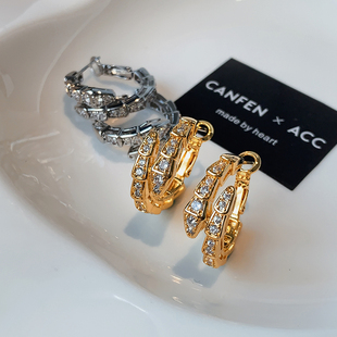 高级感耳环满钻蛇形许妍耳扣 爆款 许我耀眼赵露思同款 耳饰2025新款