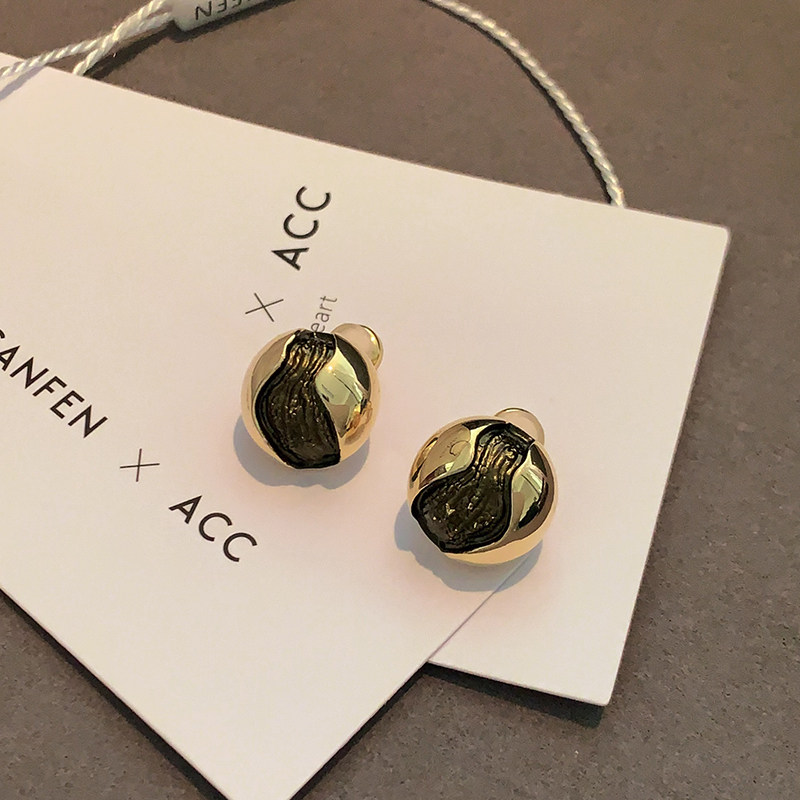 黑色河流金属球球耳钉2025年新款爆款设计耳环轻奢高级感独特耳饰