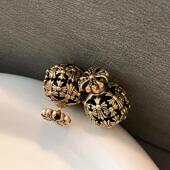 古铜色十字架球球耳钉2026新款 双面耳环女轻奢高级感前后耳饰 爆款