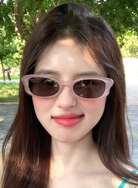 韩系千禧辣妹Y2K粉色太阳镜女圆脸显瘦街拍个性防紫外线偏光墨镜