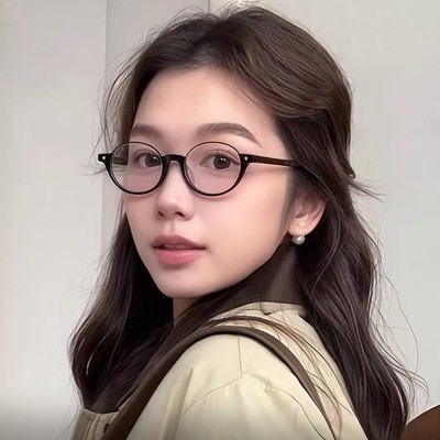复古玳瑁书呆子下半框眼镜近视女可配散光度数椭圆日系素颜眼镜框