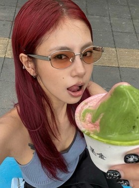 金属复古老钱风方形小框墨镜女Y2K辣妹街拍时髦太阳眼镜防紫外线