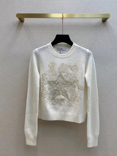 女装2022秋冬新款欧洲站五角星羊绒重工刺绣甜美温柔优雅减龄毛衣