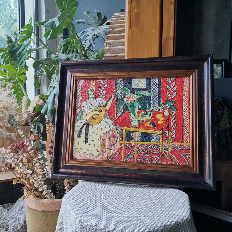 可可的画廊 马蒂斯吉他少女油画美式复古小众咖啡店轻奢ins装饰画