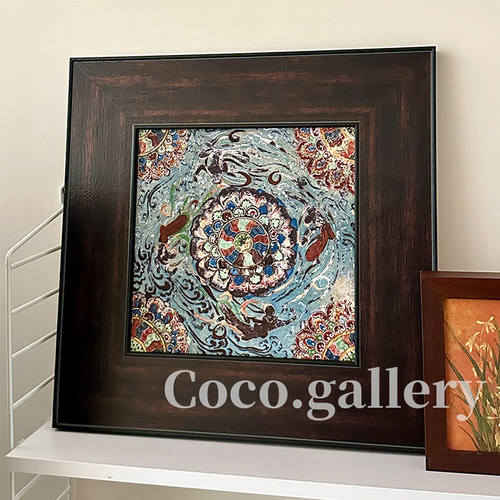 中古敦煌壁画小众莲花飞天挂画