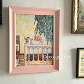 可可 画廊莫兰迪樱花粉色可爱猫咪动物温柔奶油风儿童房卧室挂画