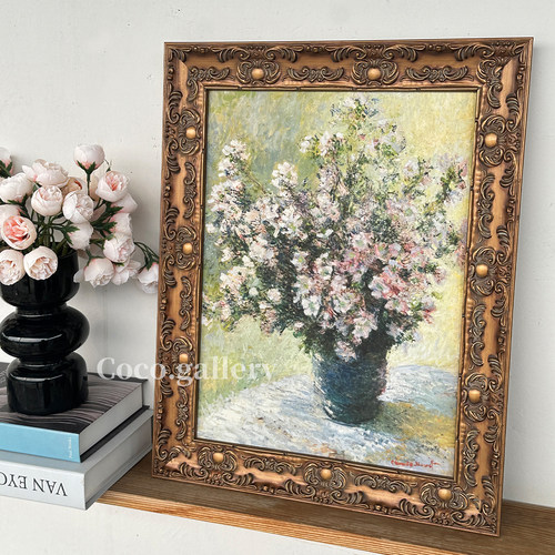 可可的画廊莫奈花卉静物花束复古法式中古古典沙发餐厅装饰画挂画