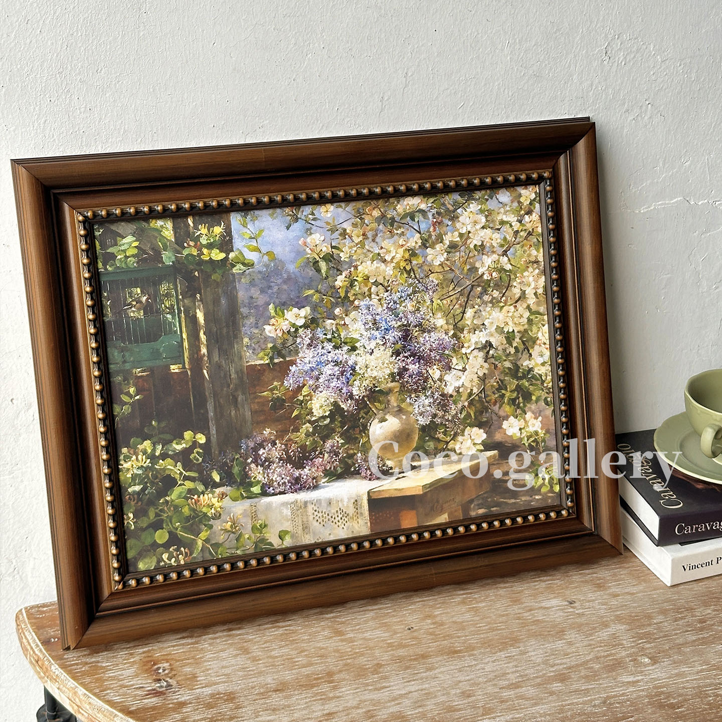 可可的画廊《繁花庭院》法式中古乡村美式紫丁香花卉客厅玄关挂画