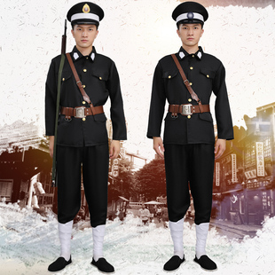 民国时期二狗子伪军皇协士兵警察巡捕房军官年会舞台小品表演出服