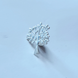 生命之树通体S925纯银树形胸针ins欧美男女款百搭胸花别针DIY配件