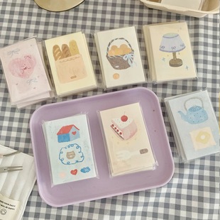 李子文创可爱便签分装奶油小物韩系盐系手帐素材面包甜点手绘风