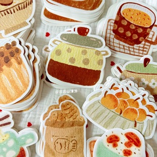 可爱异形便签分装远远山漫游甜点面包咖啡韩系盐系手帐素材装饰