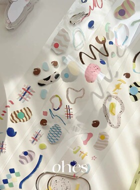 ins风简约线条盐系胶带点缀 ohes小众莫兰迪色脑洞手帐素材装饰