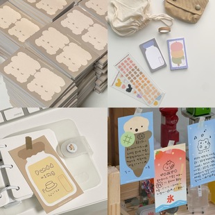 韩国正版hookka可爱小熊布丁便签分装韩系盐系手帐素材装饰ins风