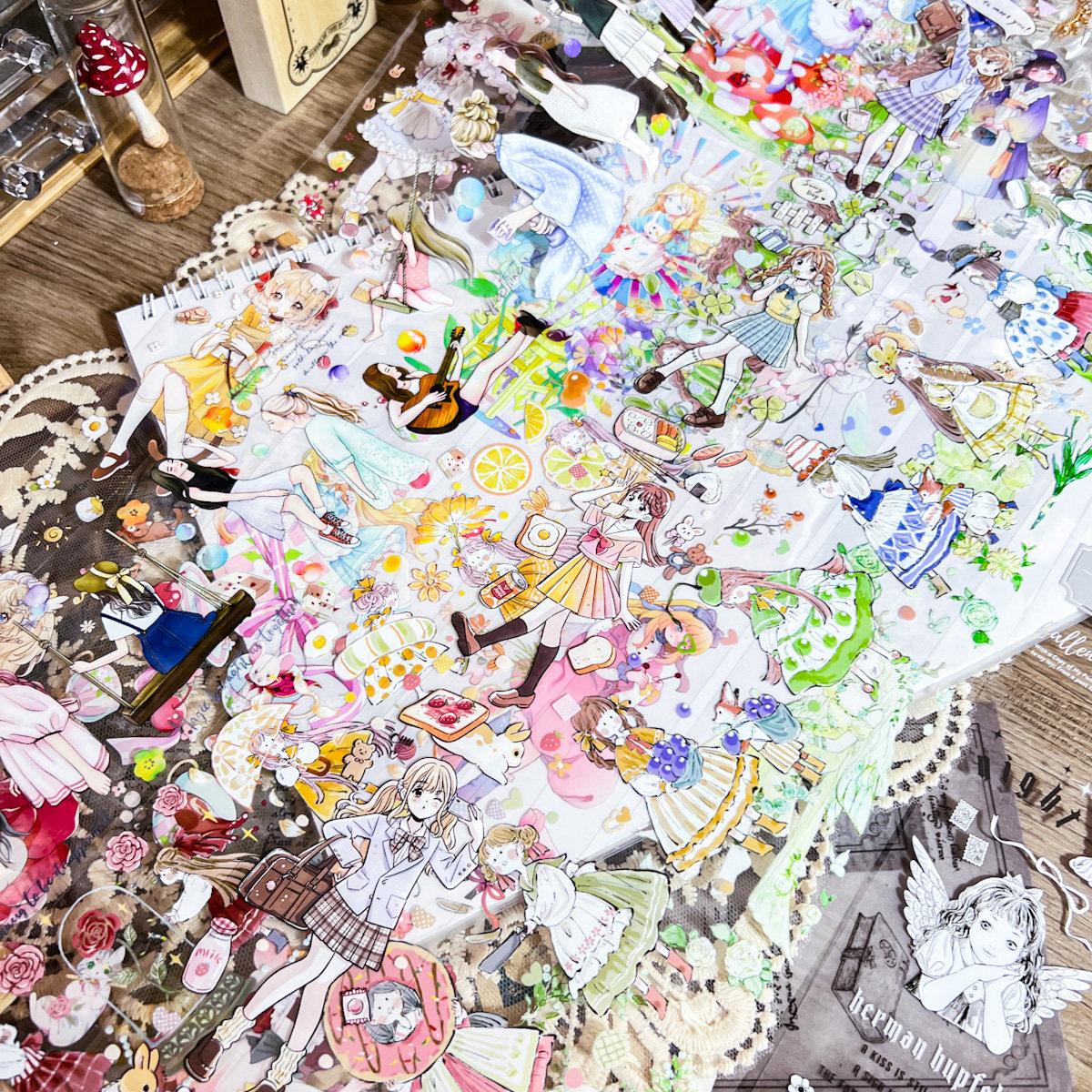 可爱绘本风女孩人物小姐姐特材pet爱丽丝清新手帐素材胶带分装