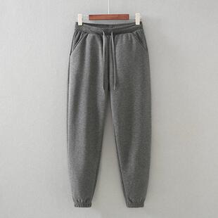 缩口保暖休闲男卫裤 宽松大码 女棉加厚长毛绒高腰运动裤 日单西屋