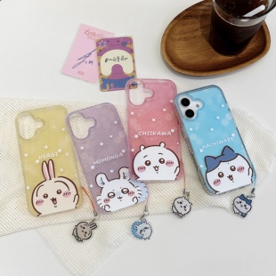 iphone17promax吉伊卡哇Chiikawa飞鼠乌萨奇Usagi小八Hachiware渐变闪粉手机壳适用苹果16plus保护壳13小米15
